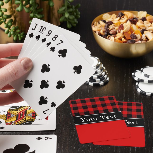 Red Black Buffalo Check Plaid CBN Monogram Poker Cards (In Situ)
