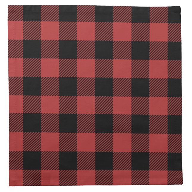 Red Black Buffalo Check Plaid Cloth Napkin (Front)