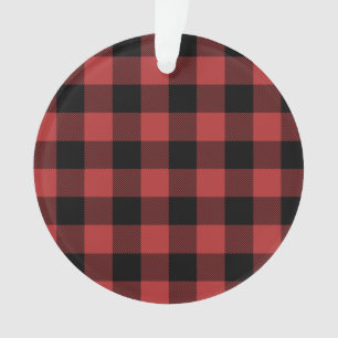 Red Black Buffalo Check Plaid Ornament