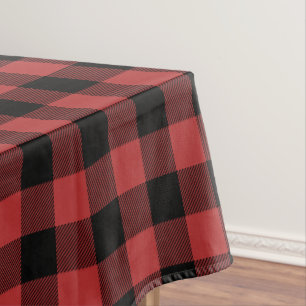 Red Black Buffalo Check Plaid Tablecloth
