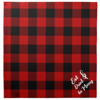 Red Black Buffalo Gingham Check Cloth Napkin