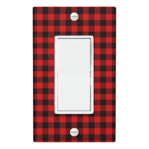 Red Black Buffalo Lumberjack Check Plaid Pattern Light Switch Cover