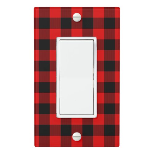 Red Black Buffalo Lumberjack Check Plaid Pattern Light Switch Cover