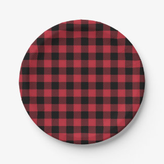 Red & Black Buffalo Plaid 7" Paper Plates