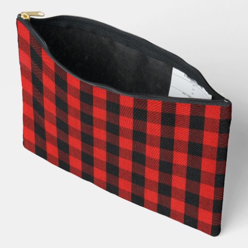 Red Black Buffalo Plaid Accessory Pouch