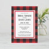 Red Black Buffalo Plaid Bridal Shower  Invitation (Standing Front)