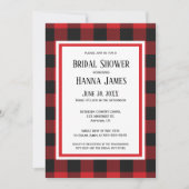 Red Black Buffalo Plaid Bridal Shower  Invitation (Front)