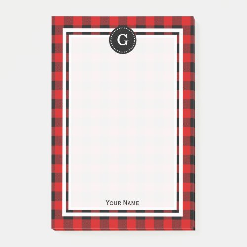 Red Black Buffalo Plaid Check 1IR Post_it Notes