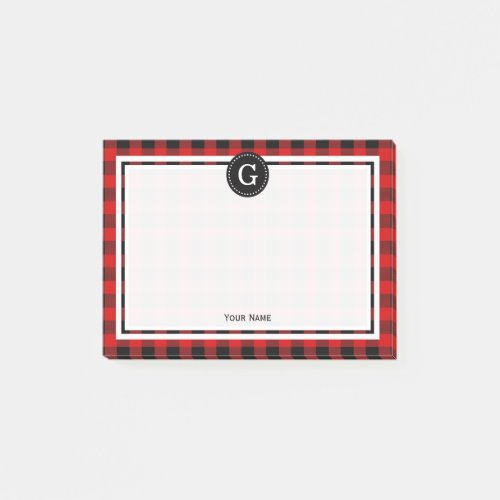 Red Black Buffalo Plaid Check 1IR Post_it Notes