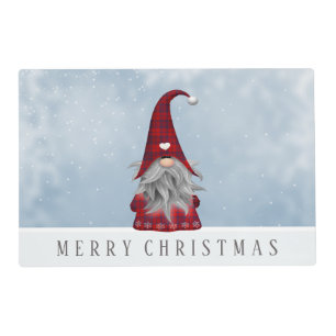 Red & Black Buffalo Plaid Christmas Gnome Placemat