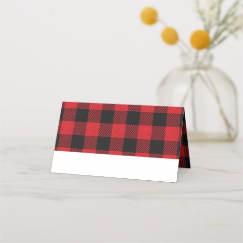 Red Black Buffalo Plaid Christmas Holiday Place Card