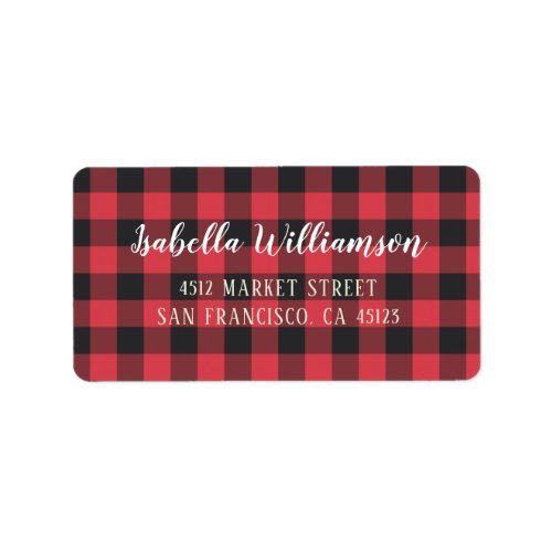 Red  Black Buffalo Plaid Christmas Label