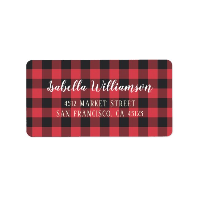 Red & Black Buffalo Plaid Christmas Label (Front)