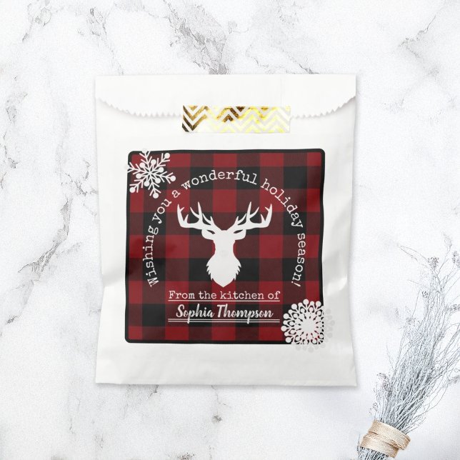 Red Black Buffalo Plaid Christmas Party Favor Bag (Creator Uploaded)