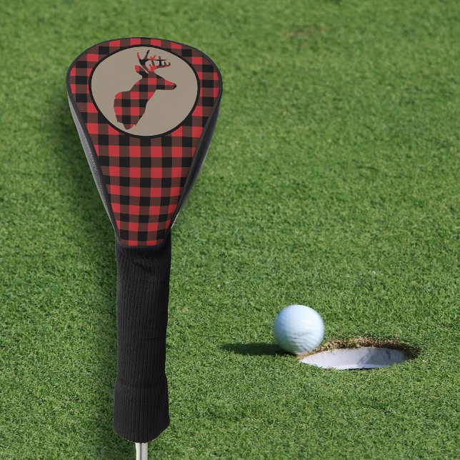 Red Black Buffalo Plaid Deer Head Golf Head Cover (Creator Uploaded)
