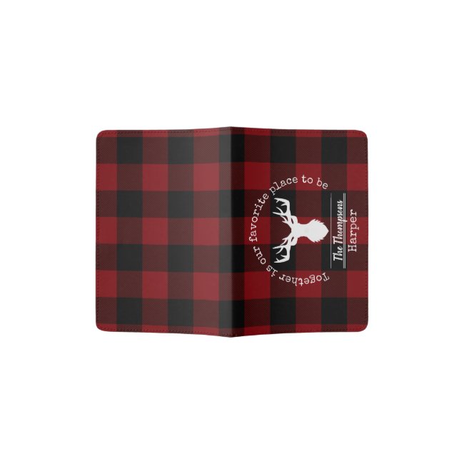 Red Black Buffalo Plaid Deer Personalized Family