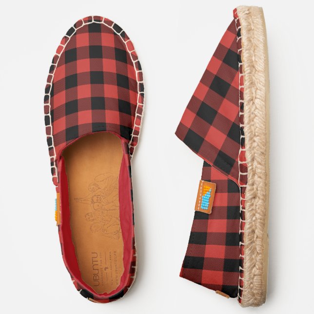 Red Black Buffalo Plaid Espadrilles (Side)