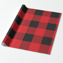 Red & Black Buffalo Plaid Gift Wrapping Paper