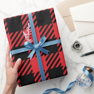 Red & Black Buffalo Plaid Holiday Christmas Decor Wrapping Paper