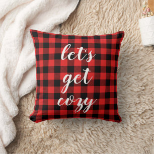 Red Black Buffalo Plaid Lumberjack Personalized Throw Pillow