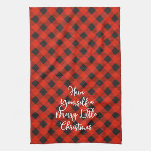 Red Black Buffalo Plaid Merry Little Christmas Kitchen Towel