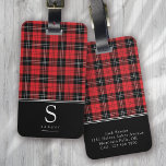 Red Black Buffalo Plaid Monogram Luggage Tag<br><div class="desc">Red Black Buffalo Plaid Monogram design</div>