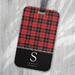 Red Black Buffalo Plaid Monogram Luggage Tag<br><div class="desc">Red Black Buffalo Plaid Monogram design **PLEASE READ BEFORE ORDERING** 1. If you make changes and the design is cropped or doesn't look right on the screen please use the Live Design Service to help you fix it. 2. Your order goes directly to the printers. What you see on the...</div>