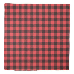 Red Black Buffalo Plaid Pattern Duvet Cover