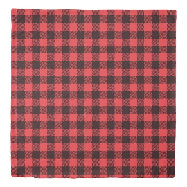 Red Black Buffalo Plaid Pattern Duvet Cover (Front)