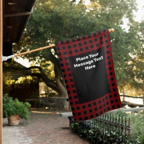 Red Black Buffalo Plaid Pattern  House Flag