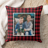 Red Black Buffalo Plaid Photo Christmas