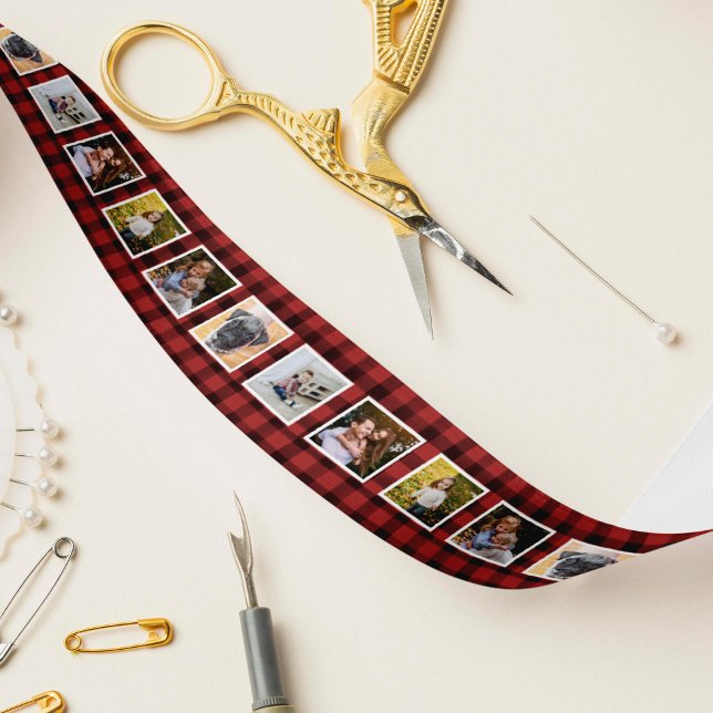 Red & Black Buffalo Plaid Photo Satin Ribbon (Creator Uploaded)