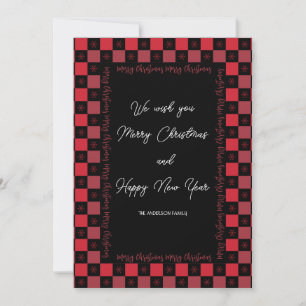 Red & Black Buffalo Plaid Rustic Country Christmas Holiday Card