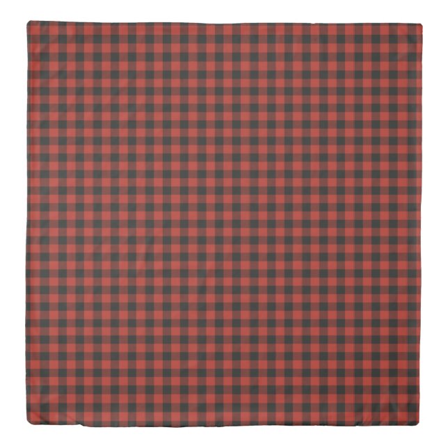 Red Black Buffalo Plaid Rustic Country Duvet Cover (Front)