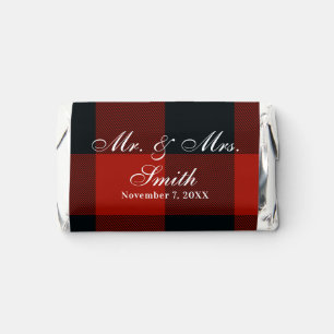 Red Black Buffalo Plaid Rustic Minimal Wedding Hershey's Miniatures