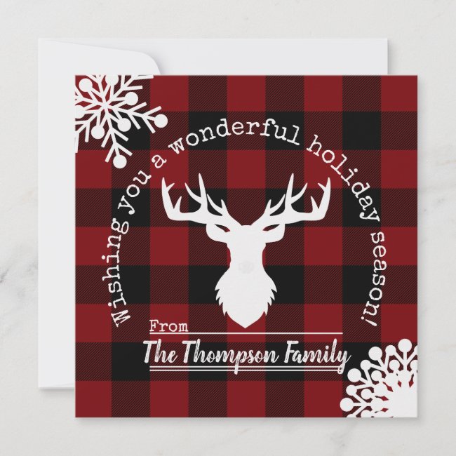 Red Black Buffalo Plaid Rustic Modern Christmas