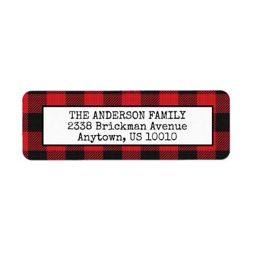 Red Black Buffalo Plaid Rustic Mountain Christmas Label