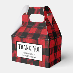 Red Black Buffalo Plaid Rustic Wedding Favor Boxes