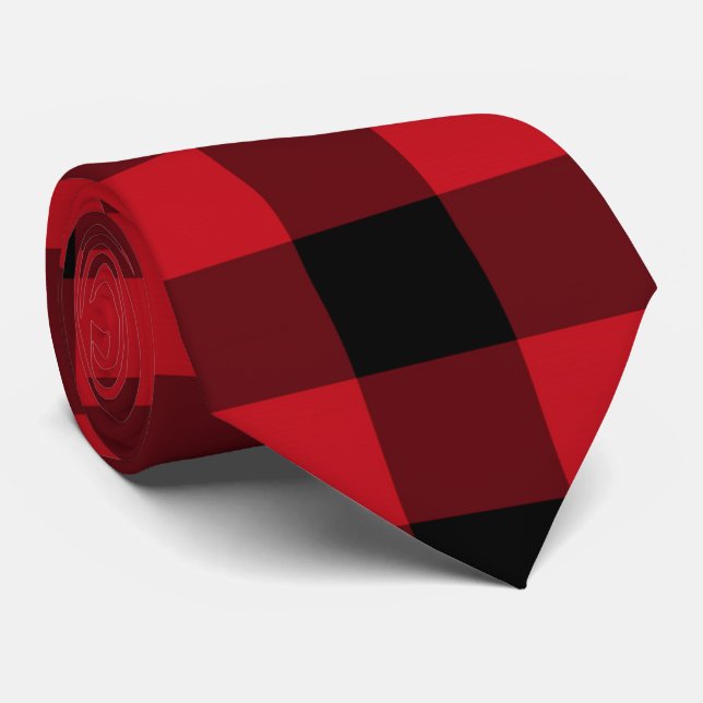 Red Black Buffalo plaid tie (Rolled)