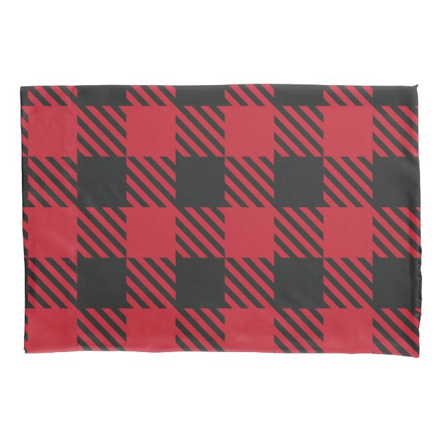 Red Black Buffalo Square Plaid Pattern 1 Pillow Case (Front)
