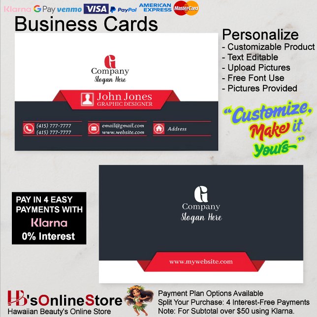 Red & Black Business Cards 6 Pack of 100 (Red & Black Business Cards 6 Pack of 100.)