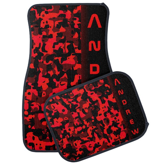 Red Black Camouflage Car Floor Mat (Set)
