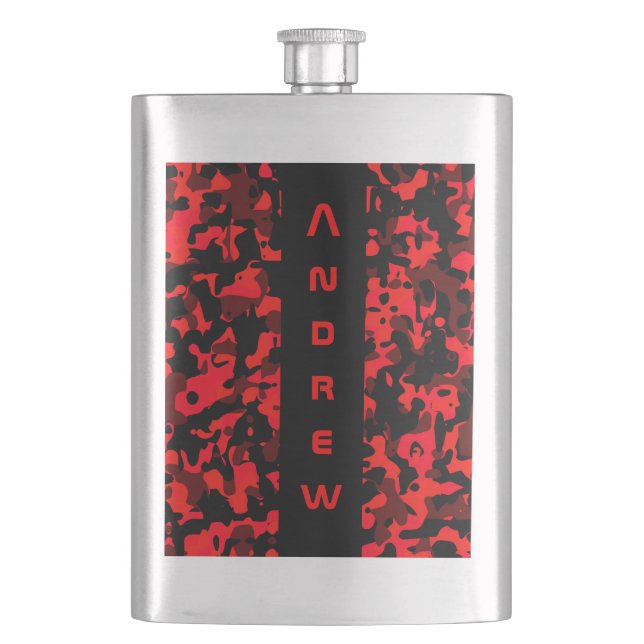 Red Black Camouflage Masculine Flask (Front)