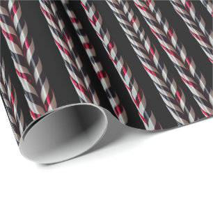 Red & Black Candy Cane Goth Christmas Gift Paper