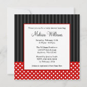 Red Black Carriage Dots Girl Baby Shower Invitation (Back)