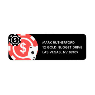 Red Black Casino Themed 40th Birthday Address Label