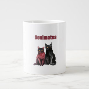 Red Black Cats Soulmates Giant Coffee Mug