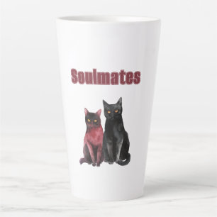 Red Black Cats Soulmates Latte Mug
