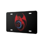 Red Black Celtic Dragon And Blue Moon Drawing License Plate (Left)