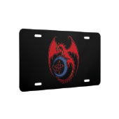 Red Black Celtic Dragon And Blue Moon Drawing License Plate (Right)